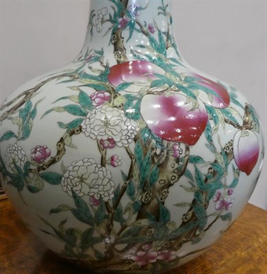 Lot 61 - A Pair of Chinese Porcelain ''Nine Peach'' Vases, Tianquiping, Qianlong mark but probably late Qing