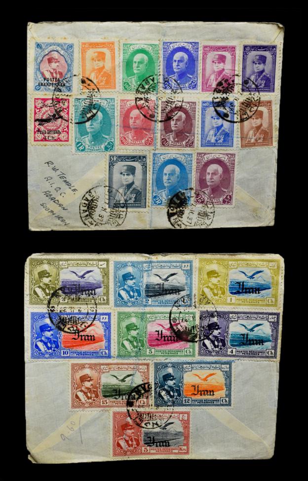 Lot 2043 - 1937 Persia Covers x2 to England (Registered Air Mail) A.I.O.C (ARMY INTERNAL CONTROL OFFICE)...