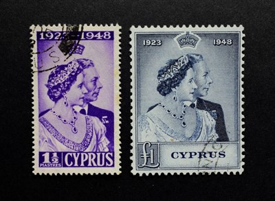 Lot 2052 - 1948 Royal Silver Wedding Cyprus Sg 166/167 Fine Used Cat £75