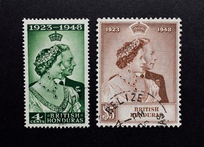 Lot 2053 - 1948 Royal Silver Wedding British Honduras Sg 164/165 Fine Used Cat £50