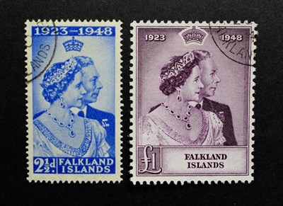 Lot 2056 - 1948 Royal Silver Wedding Falkland Sg 166/167 Fine Used Cat £60