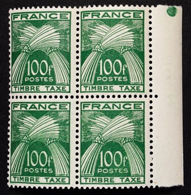 Lot 2062 - 1946-53 Postage Due: D996 100f Green unmounted mint block of 4. Cat £520