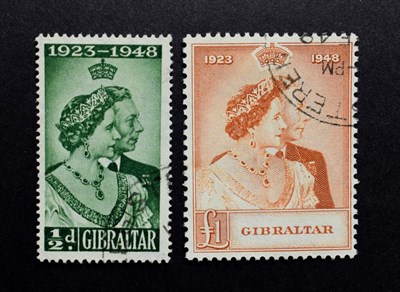 Lot 2068 - 1948 Royal Silver Wedding Gibraltar Sg 134/135 Fine Used Cat £80
