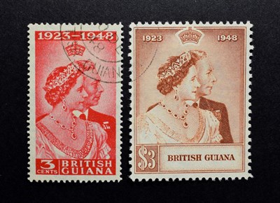 Lot 2069 - 1948 Royal Silver Wedding British Guiana Sg 322/323 Fine Used Cat £27