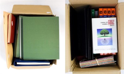 Lot 2078 - 2 Boxes one filled with Catalogues and a full set of STAMPS OF THE WORLD. 2 Albums of unused...