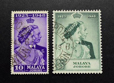 Lot 2096 - 1948 Royal Silver Wedding Malaya Johore Sg 131/132 Fine Used Cat £50