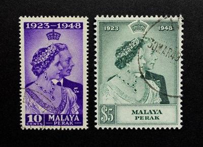 Lot 2103 - 1948 Royal Silver Wedding Malay Perak Sg122/123 Fine Used Pair Cat £48