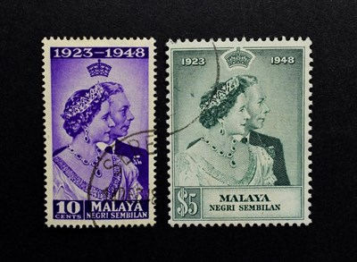 Lot 2107 - 1948 Royal Silver Wedding Malaya Negeri Sembilan Sg 40/41 Fine Used Cat £32