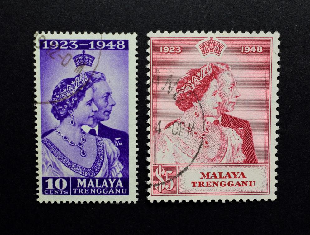 Lot 2116 - 1948 Royal Silver Wedding Malaya Trengganu Fine Used Cat £22