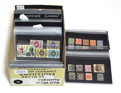 Lot 2127 - Small box contains quality GB ON 148 STOCK CARDS including QV mint used selection Kings...
