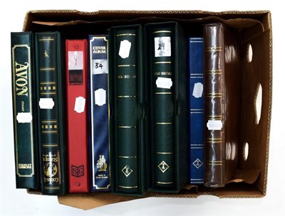 Lot 2128 - Box GB 7 Albums and Stock book mint and used. 2 of which are Lighthouse Albums in slip cases, Stock