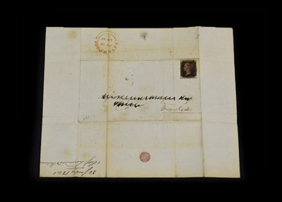 Lot 2156 - 1840 July 20th 1d Black 4 margin entire comes with certificate having a clear Liverpool post...