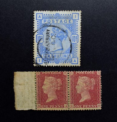 Lot 2168 - GB 1856-8 1d Rose-Red Sg 40 Unusual Mint pair with certificate; GB 1883-4 10/- Ultramarine Sg...