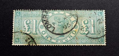 Lot 2180 - GB Sg 212 £1 Green Used example good Lombard cds cut slight staining. £800