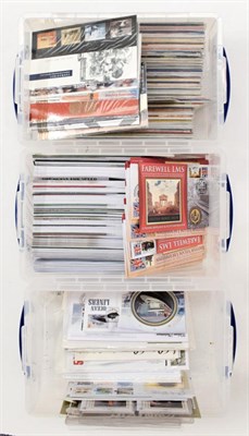 Lot 2201 - 3 plastic boxes 1. Presentation Packs 1980 - 2015 face value £470+. 1 box containing FDC...