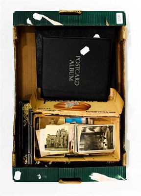 Lot 2233 - Box containing 3 albums of postcards, One album is a fine black lacquered inset Eagle cover 2...