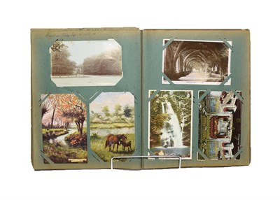 Lot 2247 - Art Nouveau green postcard album with cards relating to York, Bolton Hall, Ripon. Much social...