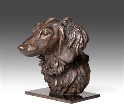 Lot 1091 - Sally Arnup FRBS, ARCA (1930-2015) ''Miniature Long Haired Dachshund Head'' Signed and numbered...