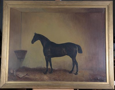 Lot 1099 - Claude Lorraine Ferneley (1822-1891) ''Retainer'' a dark bay hunter in a loosebox Signed, inscirbed