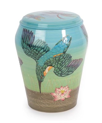 Lot 1050 - A Sally Tuffin for Dennis China Works Kingfisher Pattern Jar and Cover, stamped Dennis China...