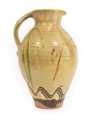 Lot 1052 - Clive Bowen (b.1943): A Red Earthenware Harvest Jug, wood-fired slip decorated with combing and...