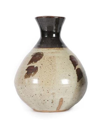 Lot 1061 - Janet Darnell Leach (American, 1918-1997): A Stoneware Vase, oatmeal glaze with tenmok brush...