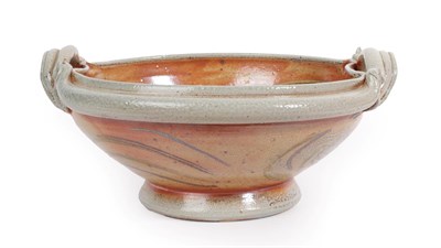 Lot 1073 - Ruthanne Amelia Tudball (b.1948): A Twin-Handled Clay Bowl, trailed decoration and soda glazed,...
