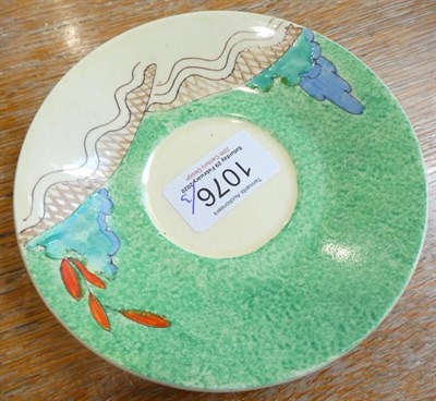 Lot 1076 - A Clarice Cliff Wilkinson Chalet Bon Jour Coffee Pot and Cover, printed marks, 19cm; and A...