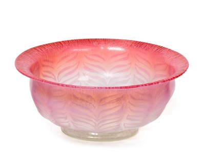 Lot 1085 - Louis Comfort Tiffany (American, 1848-1933): A Favrile Pink Pastille Glass Bowl, with pink...