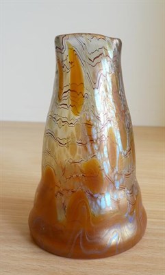 Lot 1086 - A Loetz Iridescent Phaenomen Genres Glass Vase, circa 1900, pulled threads over a papillon...