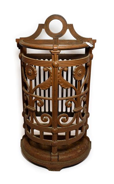 Lot 1091 - A Cast Iron Umbrella Stand, circa 1900-05, cast with stylised flower-heads and foliage, stamped...