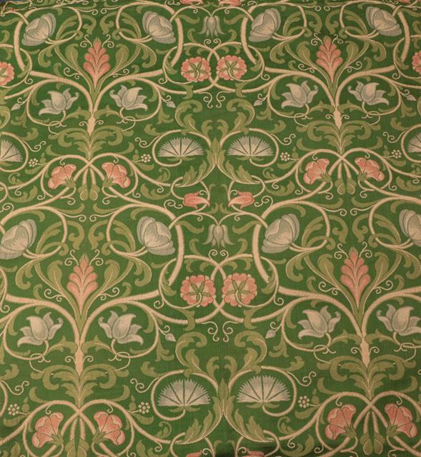 Lot 1096 - An Arts & Crafts Weave Door Curtain, possibly by Lindsay Butterfield, repeating stylised floral...