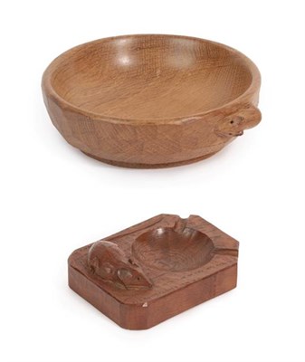 Lot 1133 - Workshop of Robert Mouseman Thompson (Kilburn): An English Oak Circular Nut Dish, post 1970, tooled