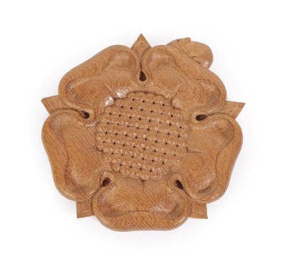 Lot 1141 - Workshop of Robert Mouseman Thompson (Kilburn): A Carved English Oak Yorkshire Rose, post...