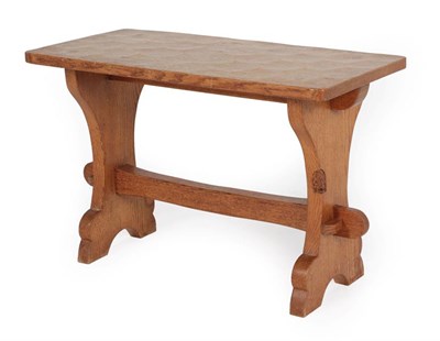 Lot 1154 - Gnomeman: A Thomas Whittaker (Littlebeck) English Oak Rectangular Coffee Table, on two shaped...