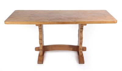 Lot 1165 - A Sid Pollard (Thirsk) English Oak Refectory Table, the rectangular top on two shaped supports...