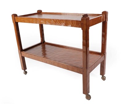 Lot 1170 - Rabbitman: A Peter Heap (Wetwang) English Oak Tea Trolley, adzed, two tiers, chamfered legs, on...