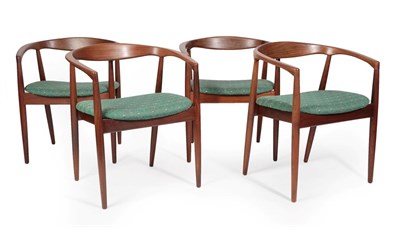 Lot 1195 - Kai Kristiansen (b.1929): Four Teak Troja Armchairs, circa 1960, with curved arms and back,...