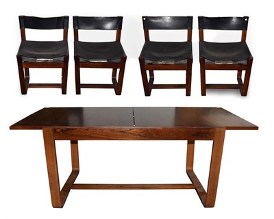 Lot 1201 - A Uniflex Rosewood Extending Dining Table and Four Chairs, 1960/70, the table of rectangular...