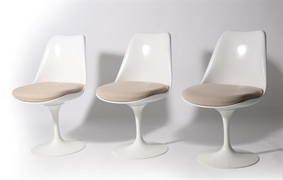 Lot 1205 - Three Knoll Studio Tulip Armless Chairs, from the Eero Saarinen Collection, moulded fibreglass seat