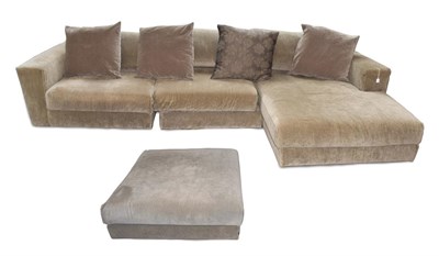 Lot 1208 - Poliform: A Grey Upholstered Four Piece Modular Corner Sofa, modern; the chaise section 176cm...