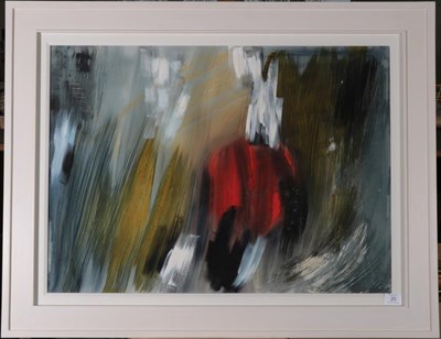 Lot 20 - Marie Walker Last (1917-2017) Abstract with red circle Mixed media on paper, 53.5cm by 74.5cm