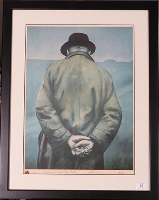 Lot 35 - After Harold Riley (b.1934) ''Lowry Walking on Swinton Moss'' Signed, inscribed and dated...