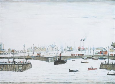 Lot 38 - After Laurence Stephen Lowry RBA, RA (1887-1976)  ''The Harbour'' Signed, with the blindstamp...