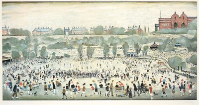 Lot 42 - After Laurence Stephen Lowry RBA, RA (1887-1976)  ''Peel Park''  Signed, with the blindstamp...