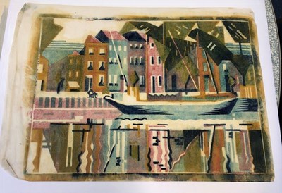 Lot 57 - Edith Lawrence (1890-1973) ''Canal Middleburg, Zeeland'' Linocut, 27cm by 39cm  Provenance:...