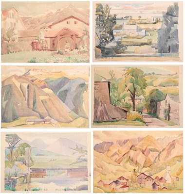 Lot 61 - Edith Lawrence (1890-1973) ''Alp'' Signed and inscribed, watercolour, together with five...