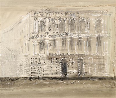 Lot 78 - John Egerton Christmas Piper CH (1903-1992) ''Venetian Palazzo'' Pencil and ink heightened with...