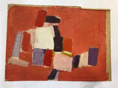 Lot 84 - Attributed to Peter Kinley (1926-1988) Pink abstract Stamped verso sketch no. DW 6190, oil on...