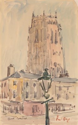 Lot 91 - Paul Maze (1887-1979) French ''Liverpool Cathedral''  Signed and inscribed, watercolour, 33cm...